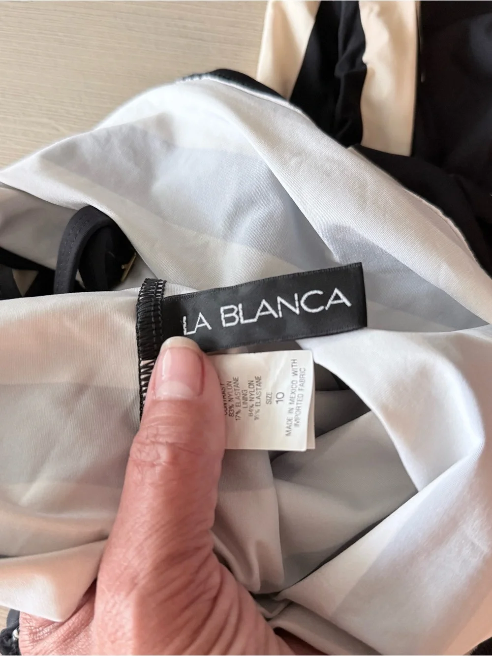 La Blanca Black and White Striped Tankini Set. Bottom is size 8, top is size 10